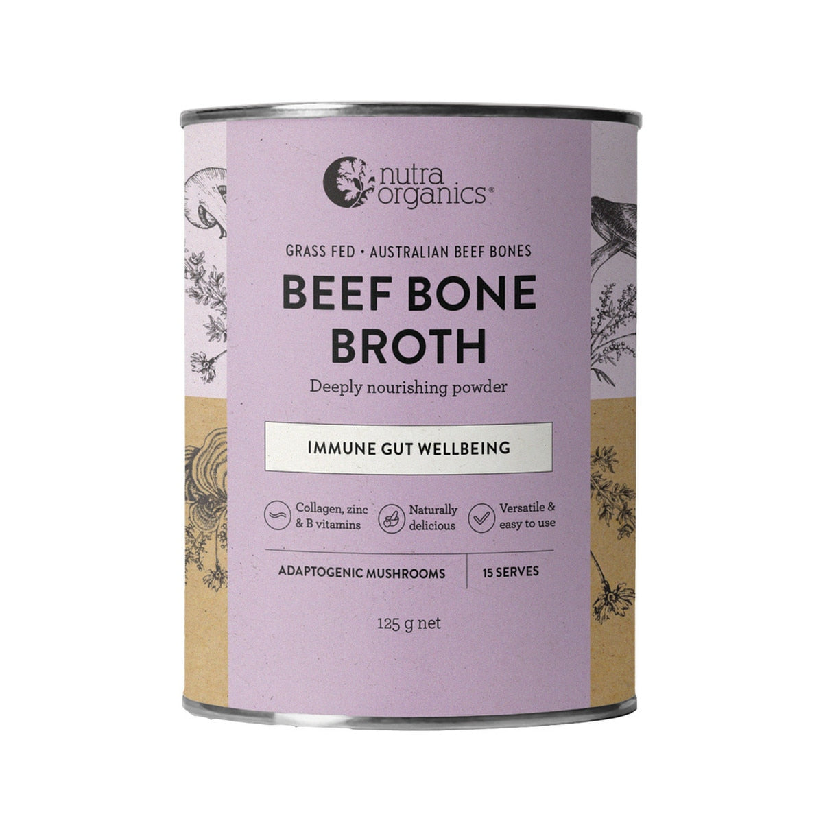 Nutra Organics Beef Bone Broth Adaptogenic Mushroom 125g
