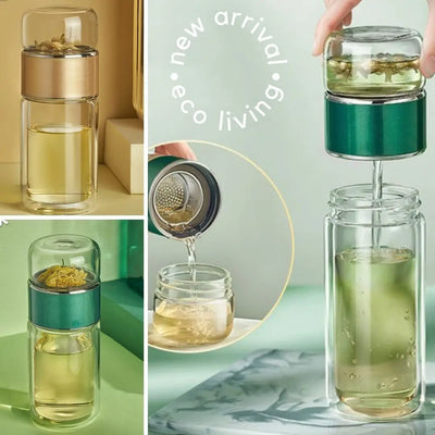 Glass Tea Infuser Bottle - For Brewing On The Go