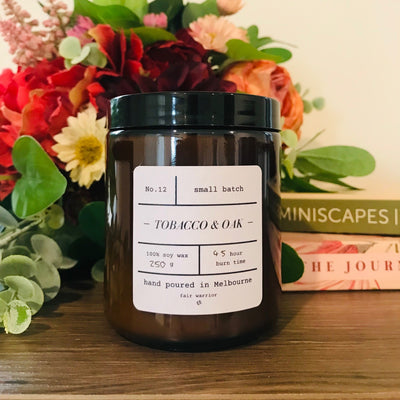 Tobacco & Oak Hand Poured Soy Candle - Naturally Good Living