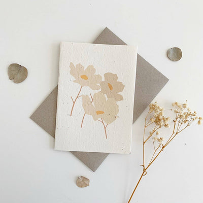 White Floral Seed Gift Card-Rosy Thoughts-Plantable Seed Cards